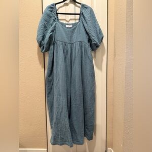 Carly Jean Los Angeles Emma Blue Midi Gauze Dress